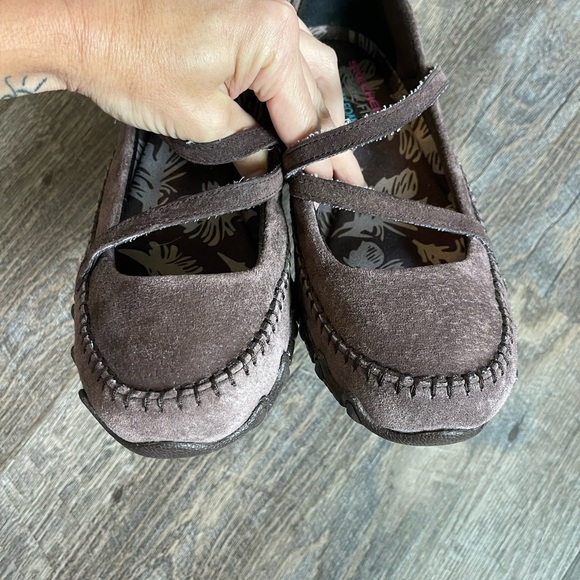 Sketchers leather mary jane chocolate brown memory foam shoes - Picture 5 of 11